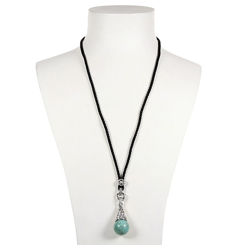 Turkoois edelstenen ketting met stras stenen en turkoois op buste | Turquoise Bling