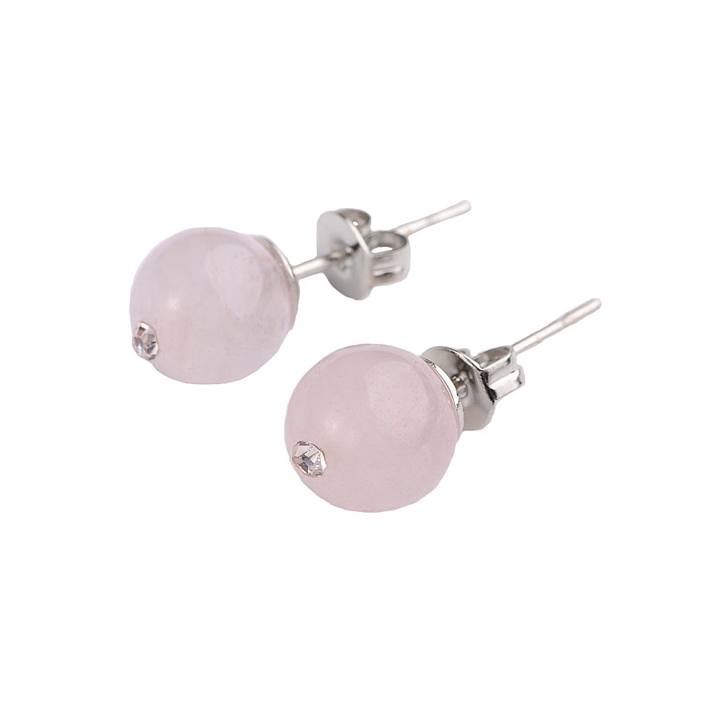 Roze edelstenen oorbellen met rozenkwart, roze edelstenen oorknopjes | Bling Roze Quartz