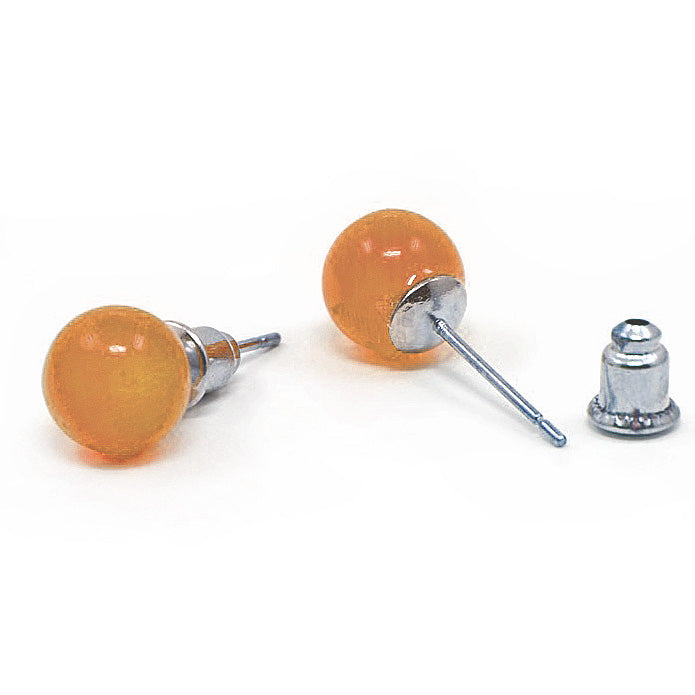 Oranje bruine edelstenen oorbellen, oranje bruine kattenoog oorknopjes | Cat’s Eye Sepia