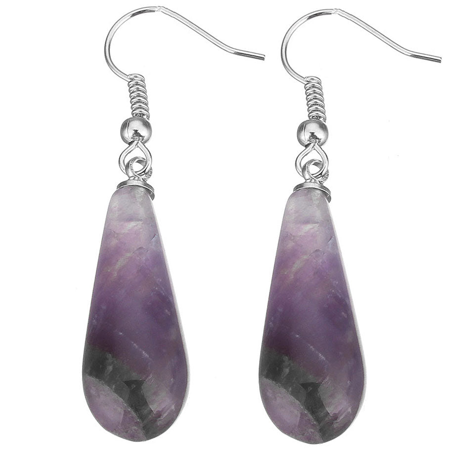 Paarse edelstenen oorbellen met amethist en sterling zilver (925) | Amethyst Long Drop