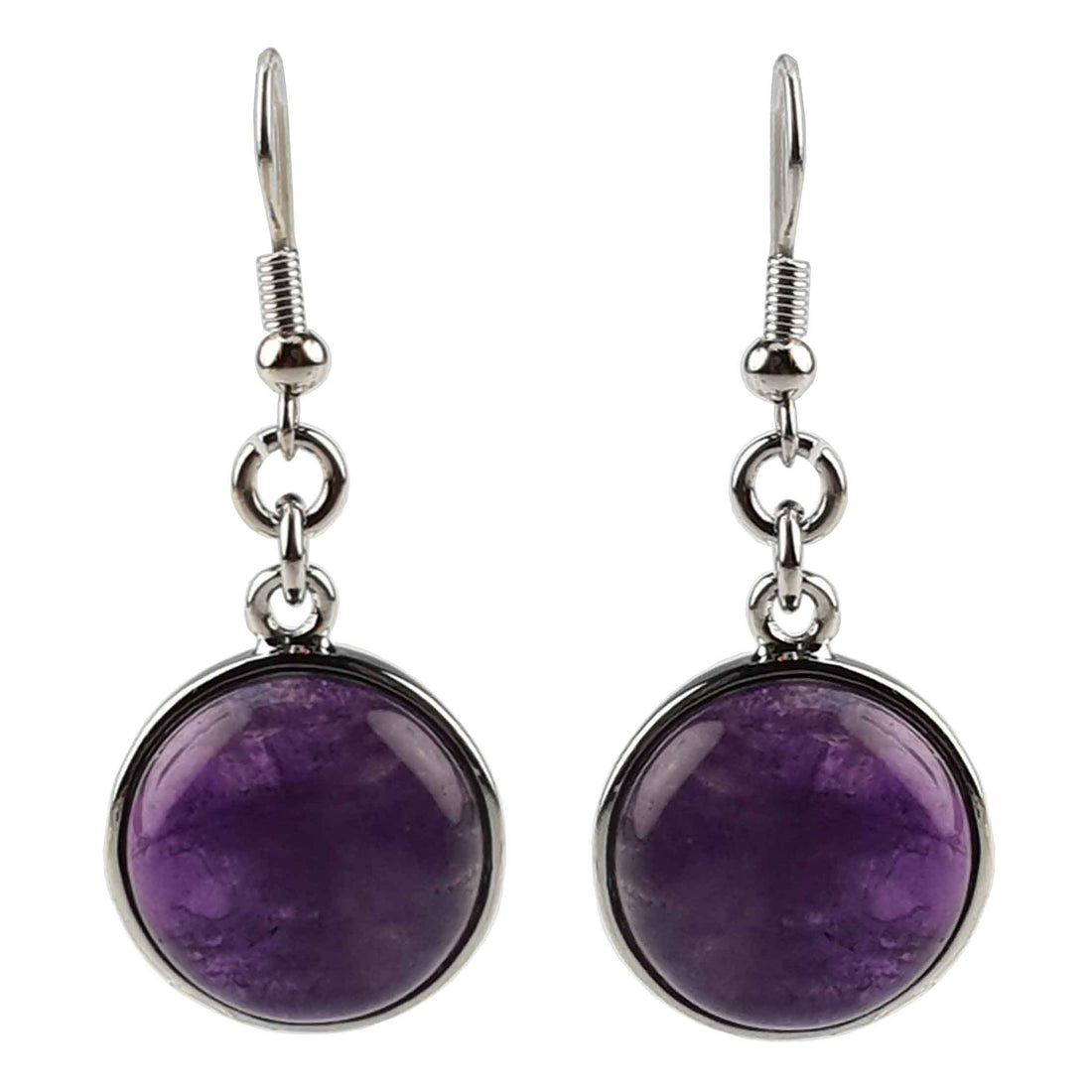 Paarse edelstenen oorbellen met amethist en sterling zilver (925) | Amethyst Round