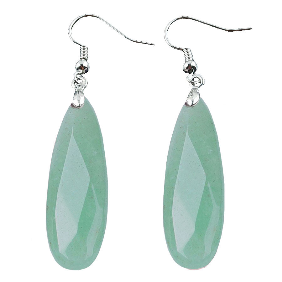 Groene edelstenen oorbellen met aventurien en sterling zilver (925) | Big Long Drop Green Aventurine