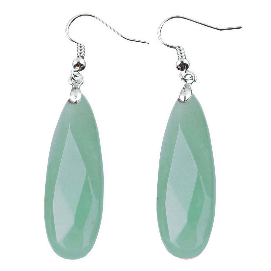 Groene edelstenen oorbellen met aventurien en sterling zilver (925) | Big Long Drop Green Aventurine