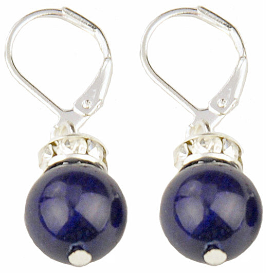 Blauwe edelstenen oorbellen met stras steentjes en zilver edelstaal | Bling Blue Agate