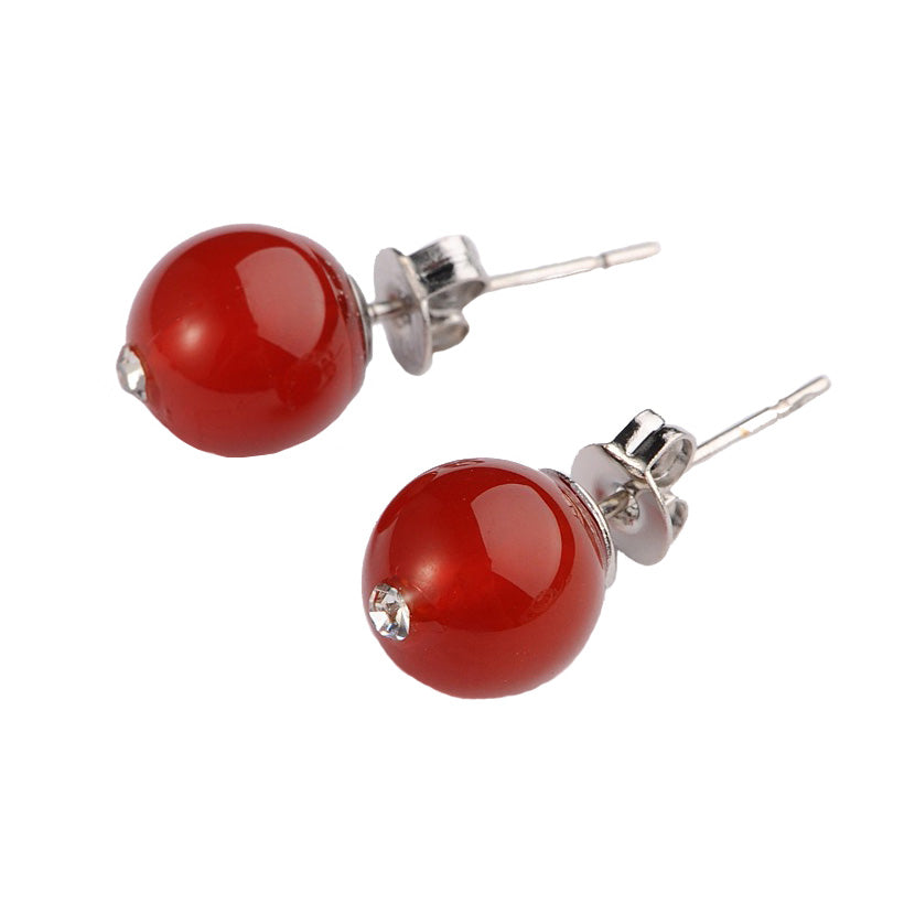 Rode edelstenen oorbellen met agaat, rode edelstenen oorknopjes | Bling Red Agate