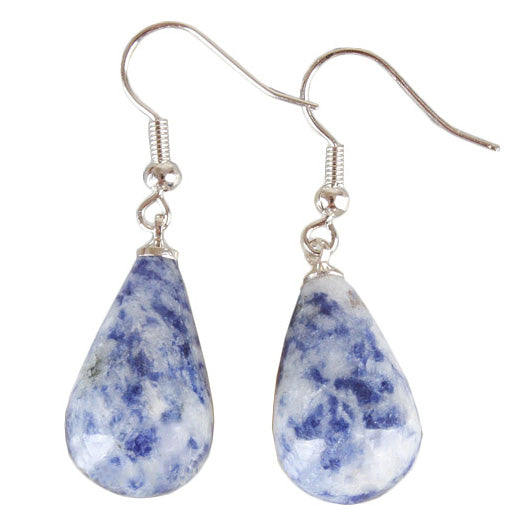 Blauwe edelstenen oorbellen met jaspis en sterling zilver (925) | Blue Spot Big Drop