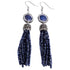 Lange blauwe edelstenen oorbellen met lapis lazuli, stras steentjes, sterling zilver (925) en kwastje | Bright Lapis Lazuli Tassel