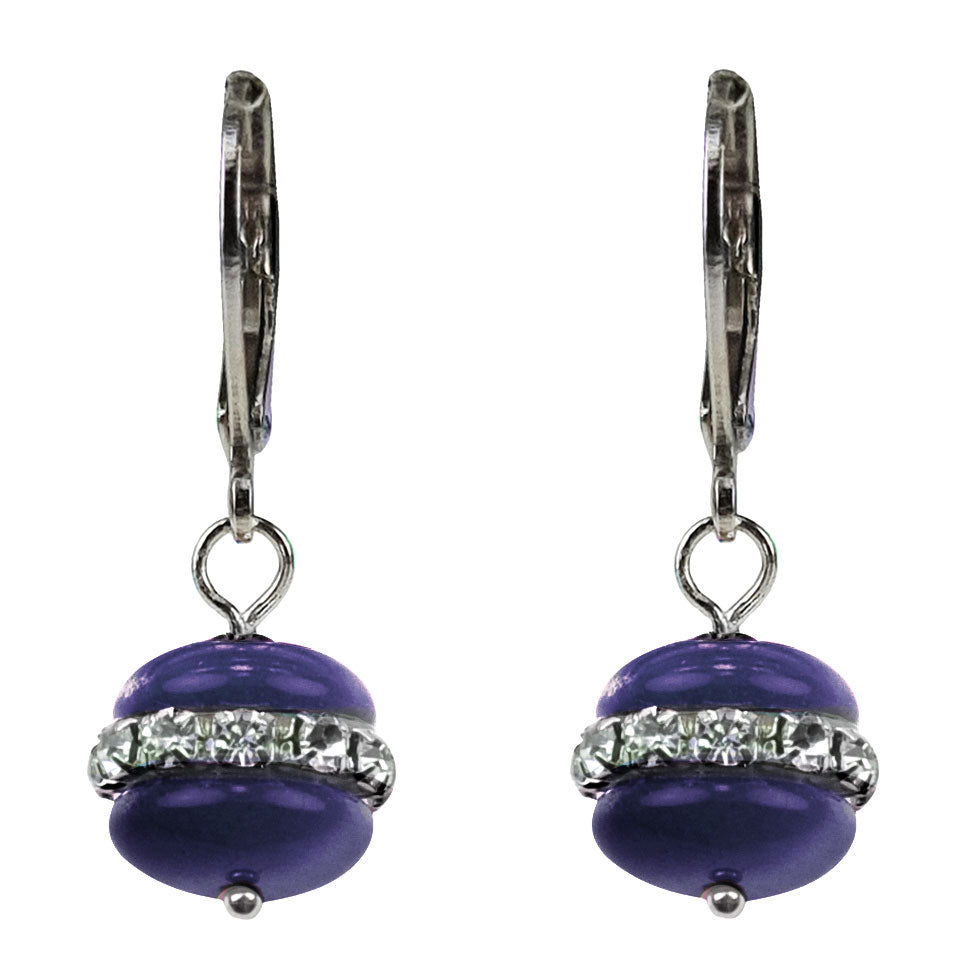 Blauwe edelstenen oorbellen met stras stenen en sterling zilver vooraanzicht | Cat&