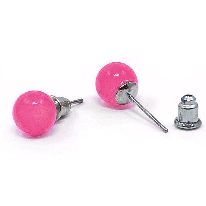 Donker roze edelstenen oorbellen, donker roze edelstenen oorknopjes | Cat&
