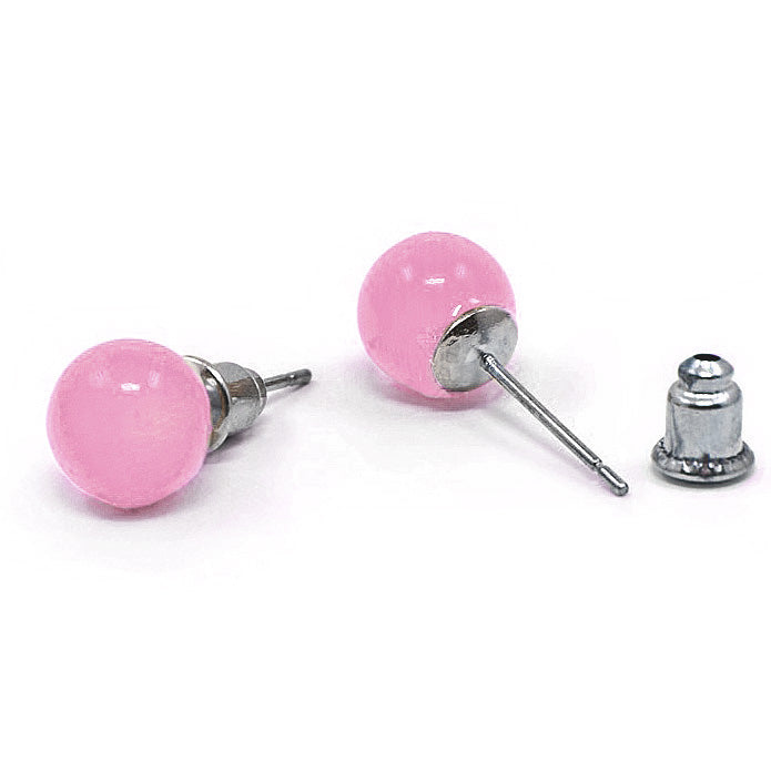 Licht roze edelstenen oorbellen, licht roze edelstenen oorknopjes | Cat&