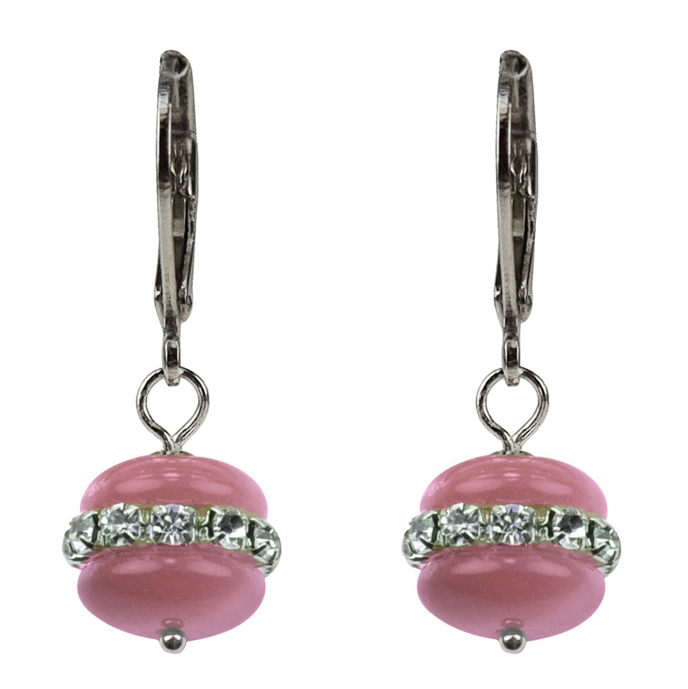 Roze edelstenen oorbellen met stras stenen en sterling zilver | Cat&