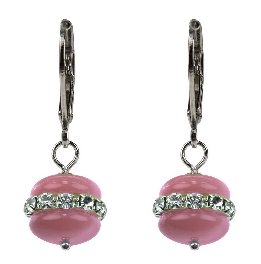 Roze edelstenen oorbellen met stras stenen en sterling zilver | Cat&