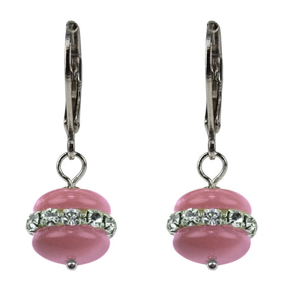 Roze edelstenen oorbellen met stras stenen en sterling zilver | Cat&
