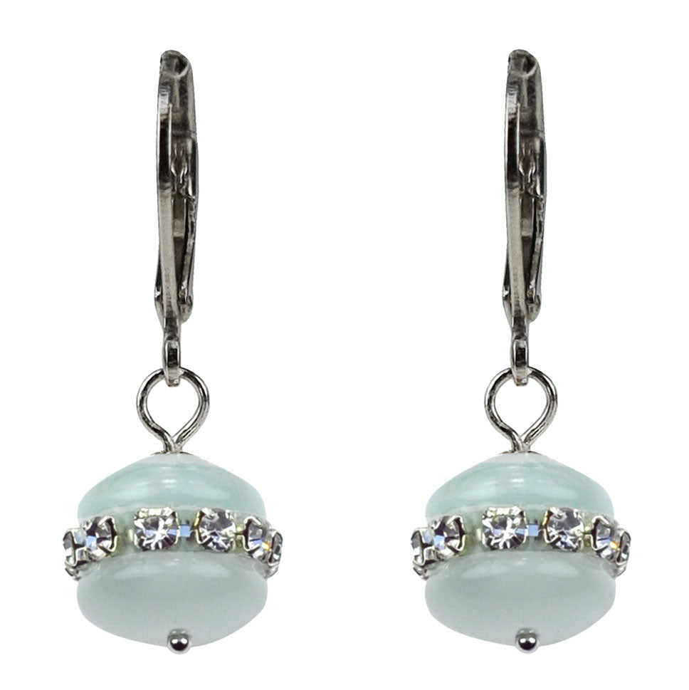 Witte edelstenen oorbellen met stras stenen en sterling zilver | Cat&