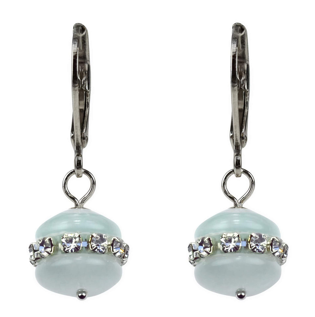 Witte edelstenen oorbellen met stras stenen en sterling zilver | Cat&