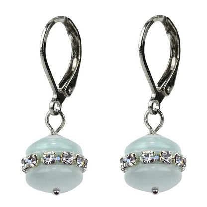 Witte edelstenen oorbellen met stras stenen en sterling zilver, zijaanzicht | Cat&
