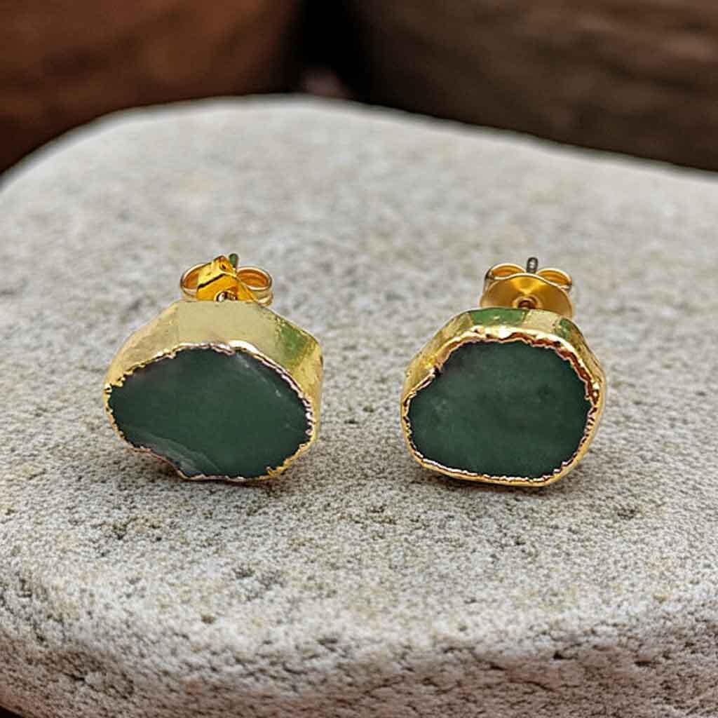 Edelstenen oorbellen Chrysopraas Gold stud