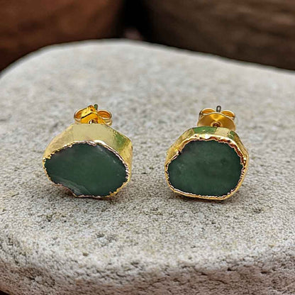 Edelstenen oorbellen Chrysopraas Gold stud