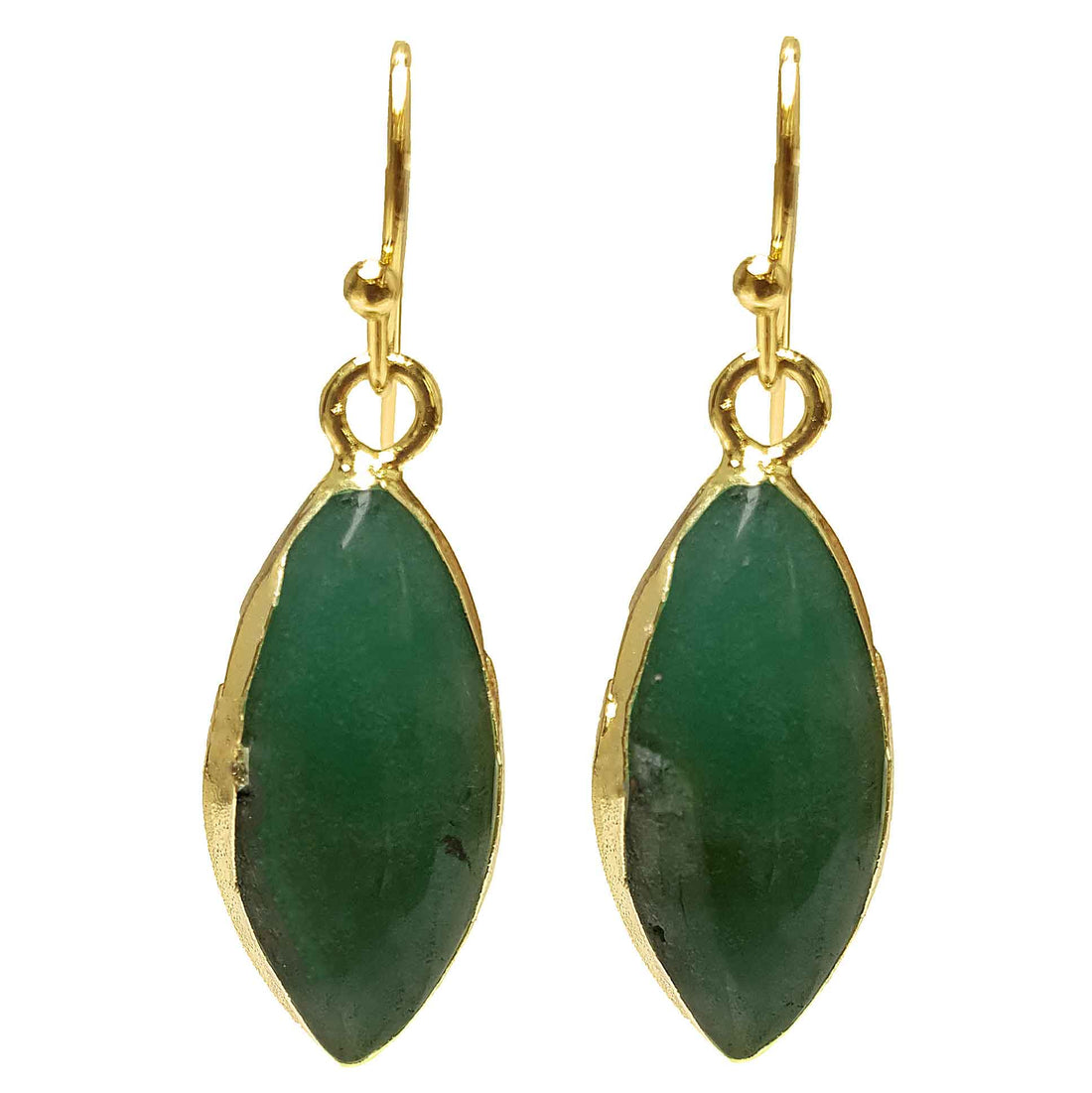 Groene edelstenen oorbellen met chrysopraas  en goud edelstaal | Chrysopraas Golden Horse Eye