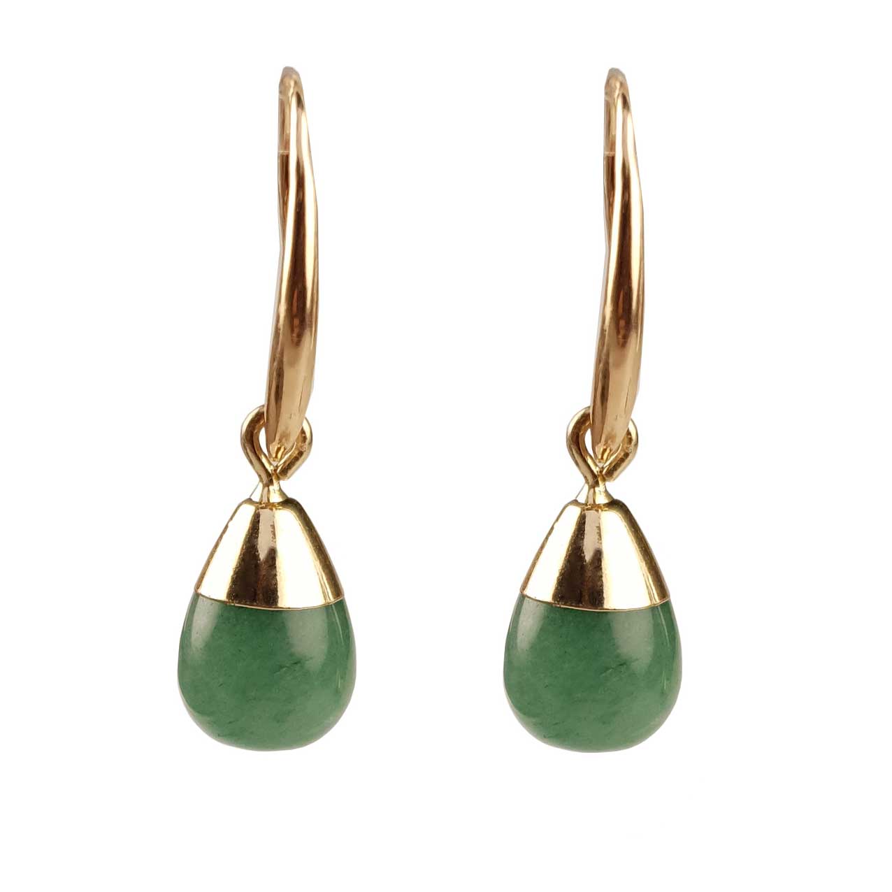 Groene edelstenen oorbellen met aventurien vooraanzicht | Gold Dip Green Aventurine Small