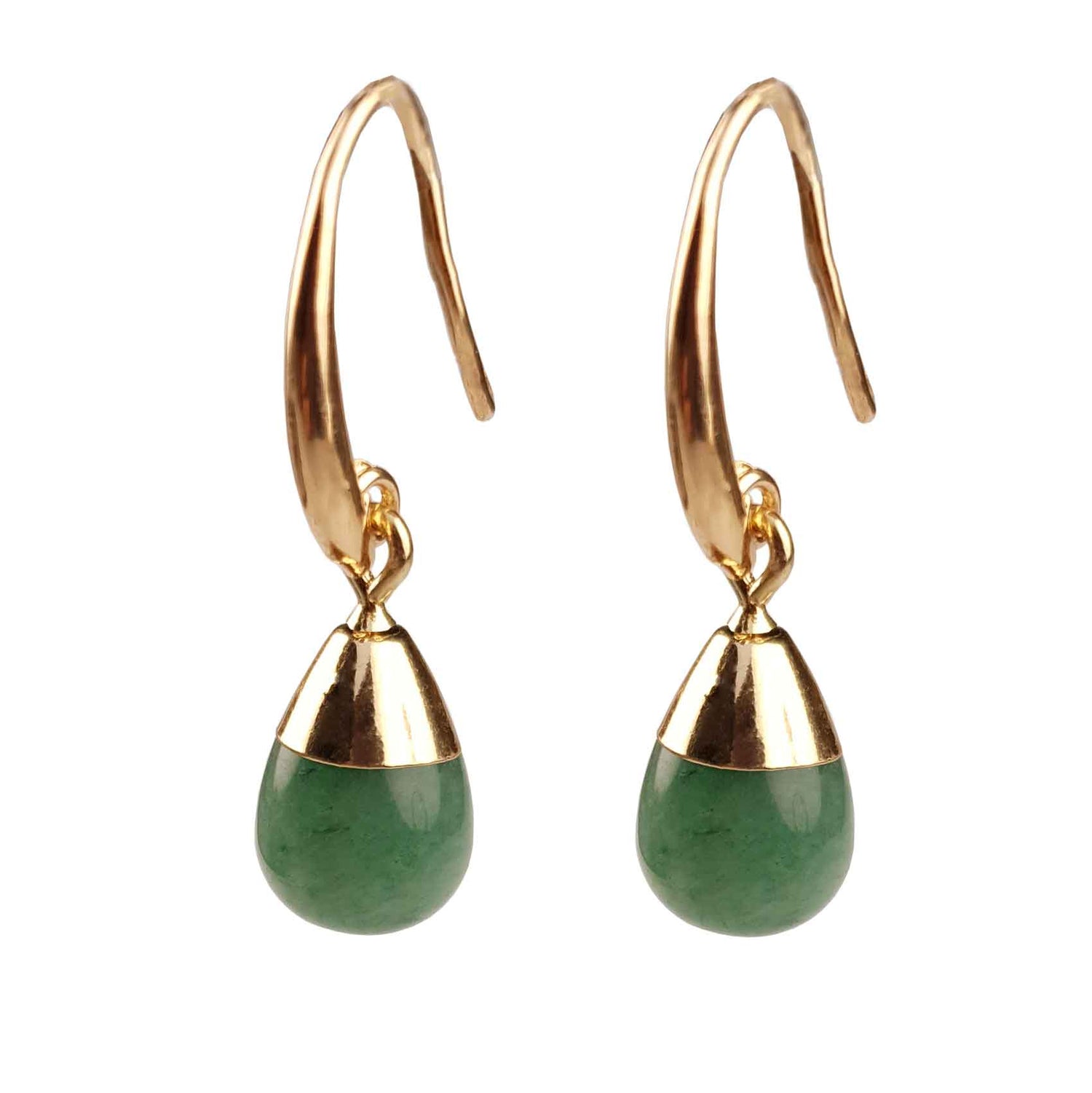 Groene edelstenen oorbellen met aventurien | Gold Dip Green Aventurine Small