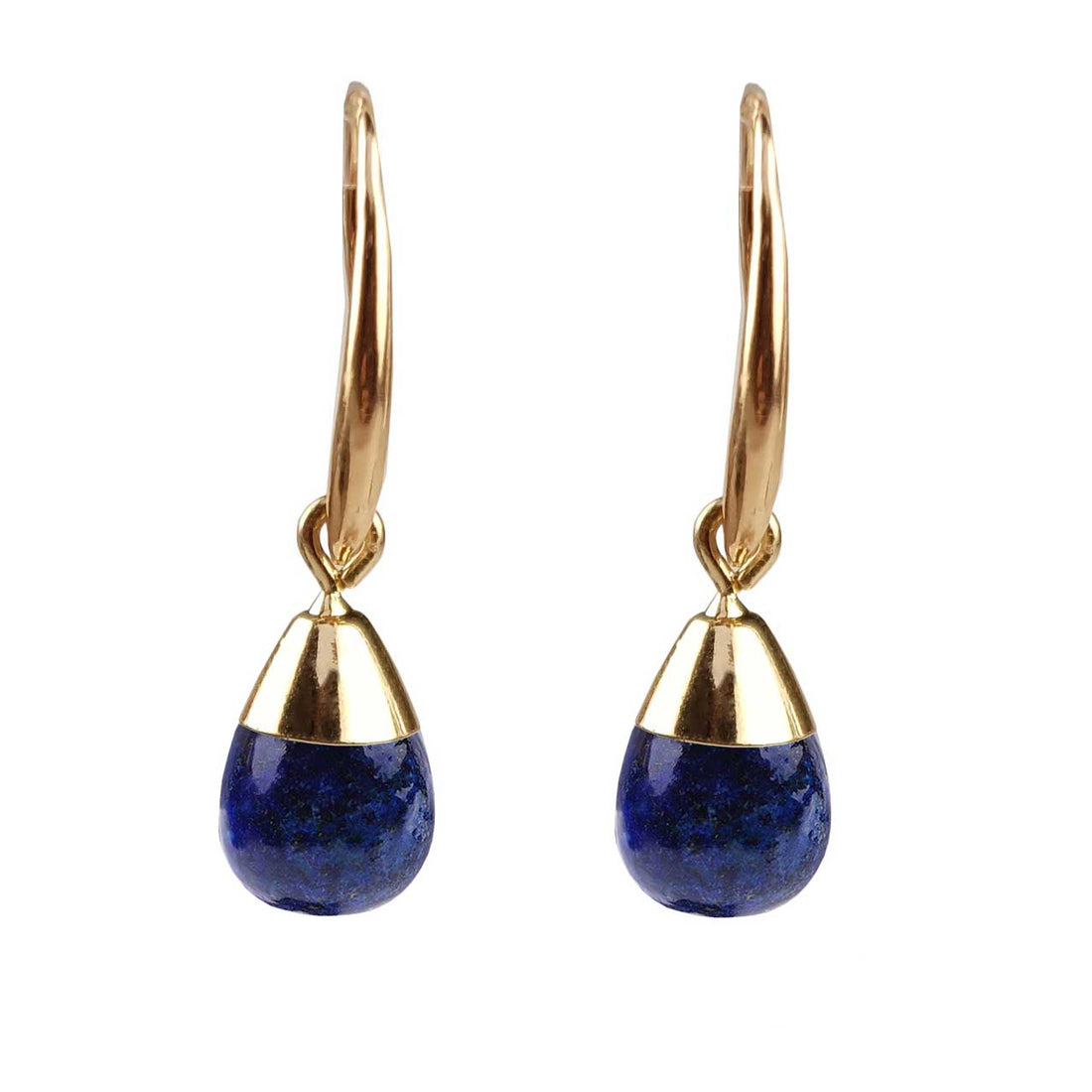 Blauw edelstenen oorbellen met lapis lazuli - vooraanzicht - Gold Dip Lapis Lazuli Small