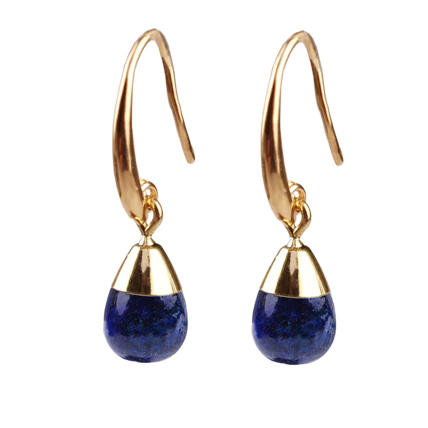 Blauw edelstenen oorbellen met lapis lazuli - Gold Dip Lapis Lazuli Small