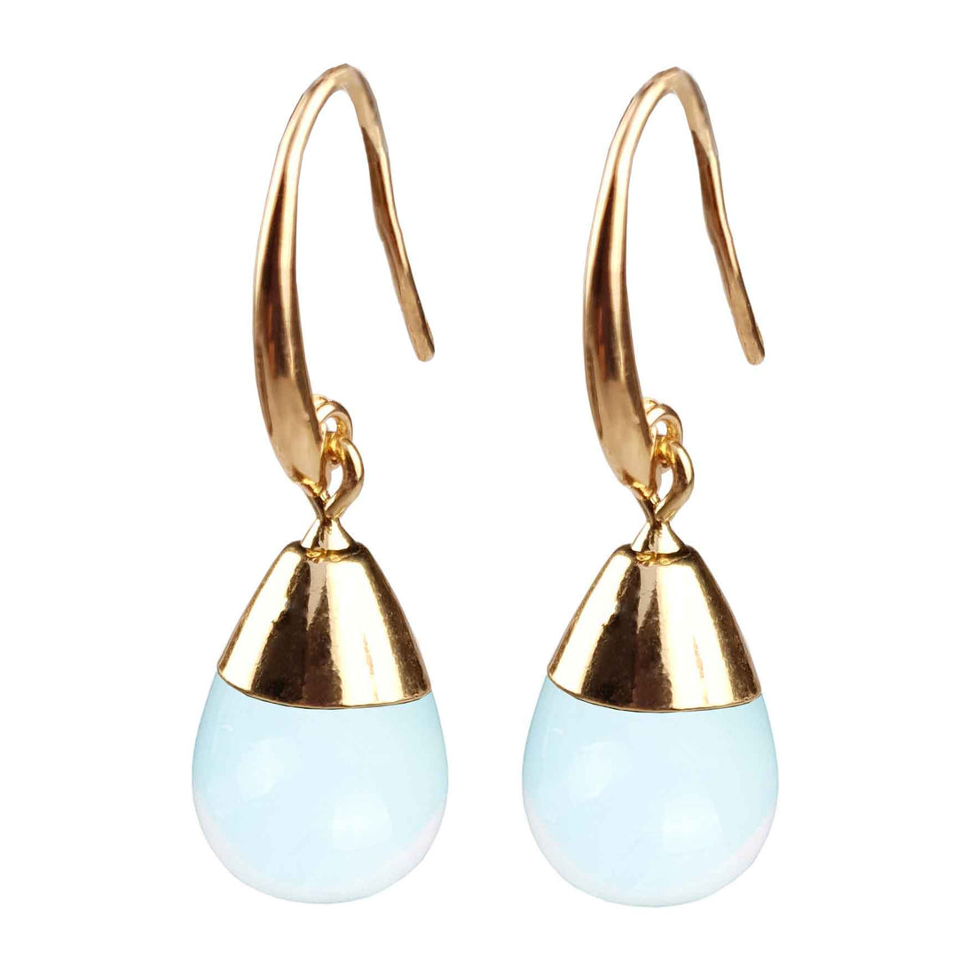 Blauwe edelstenen oorbellen met opaal | Gold Dip Sea Opal