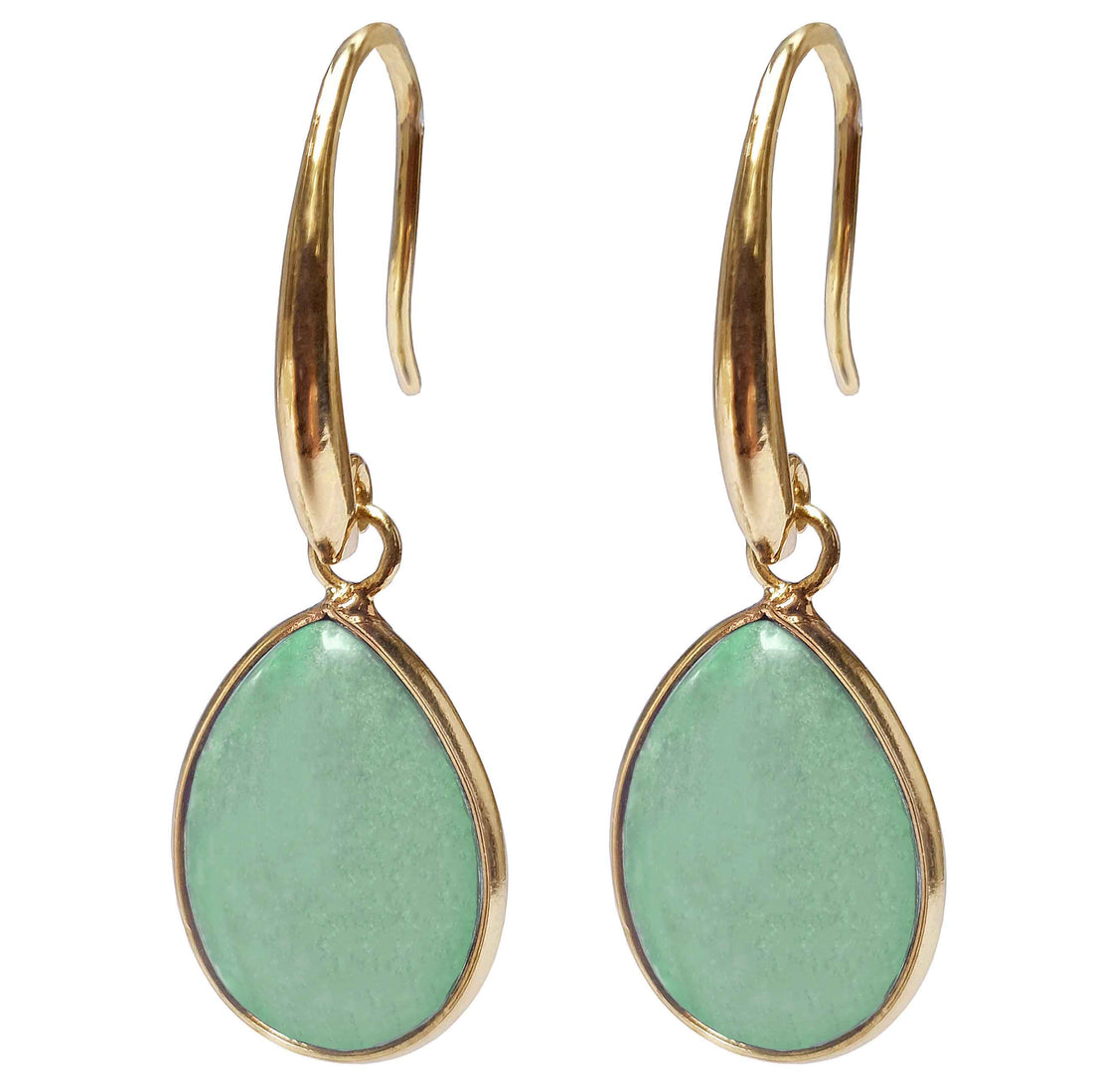 Groene edelstenen oorbellen met aventurien en goud | Gold Drip Green Aventurine