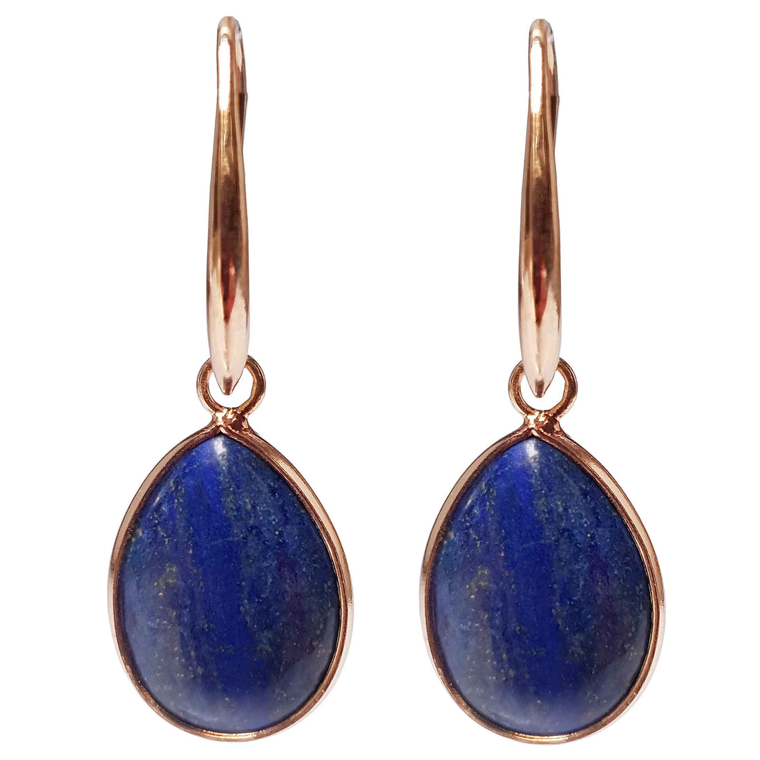 Blauwe edelstenen oorbellen met lapis lazuli en goud vooraanzicht | Gold Drip Lapis Lazuli