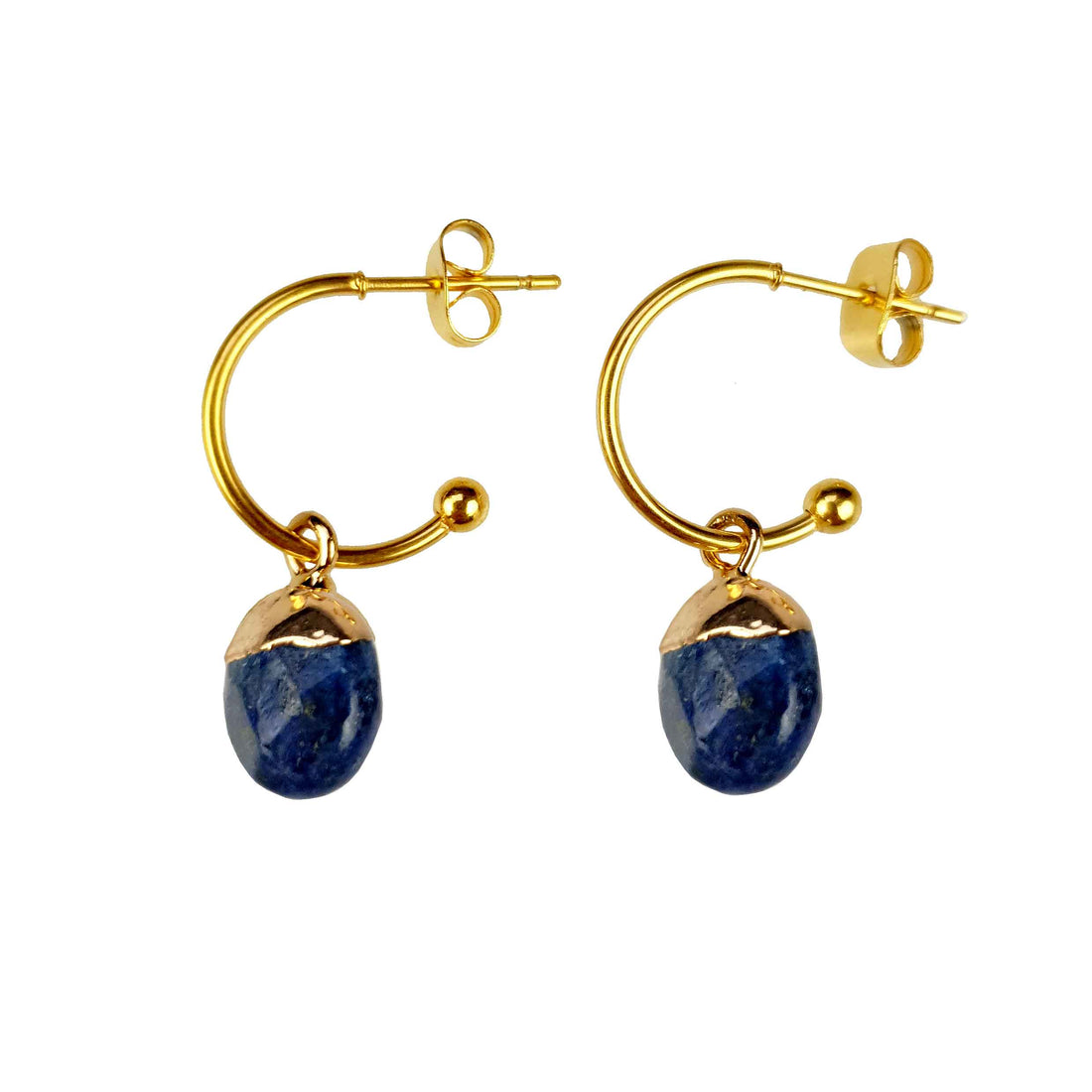 Blauwe edelstenen oorbellen met goud edelstaal en lapis lazuli | Golden Hope 15 mm Lapis Lazuli