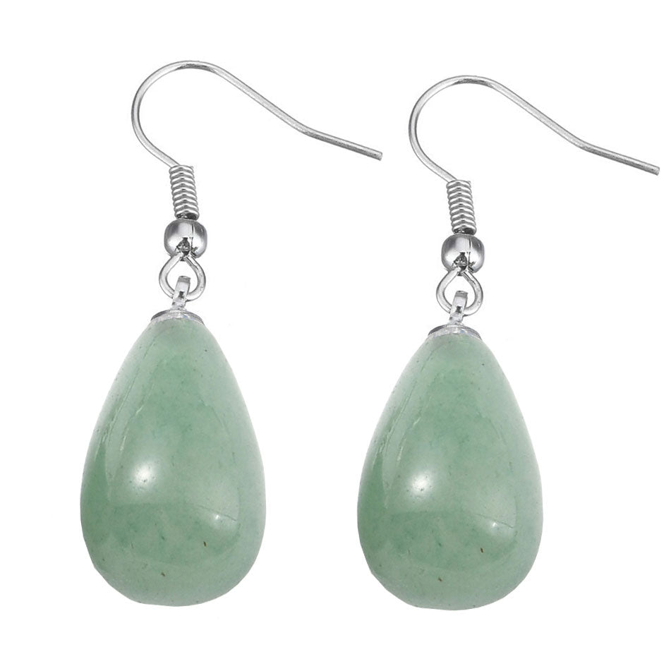 Groene edelstenen oorbellen met aventurien en sterling zilver | Green Aventurien Big Drop