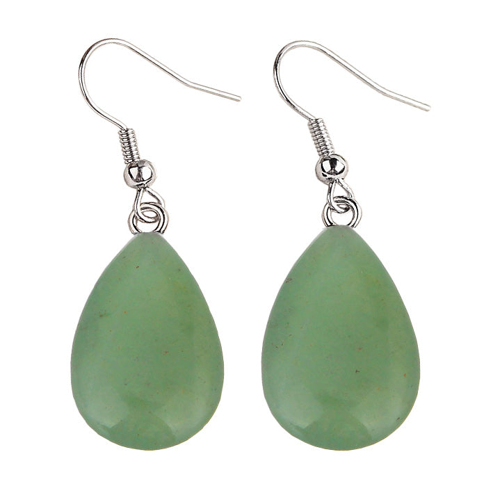 Groene edelstenen oorbellen met aventurien in druppel vorm en sterling zilver (925) | Green Aventurine Drop