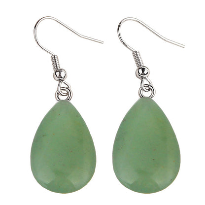 Groene edelstenen oorbellen met aventurien in druppel vorm en sterling zilver (925) | Green Aventurine Drop