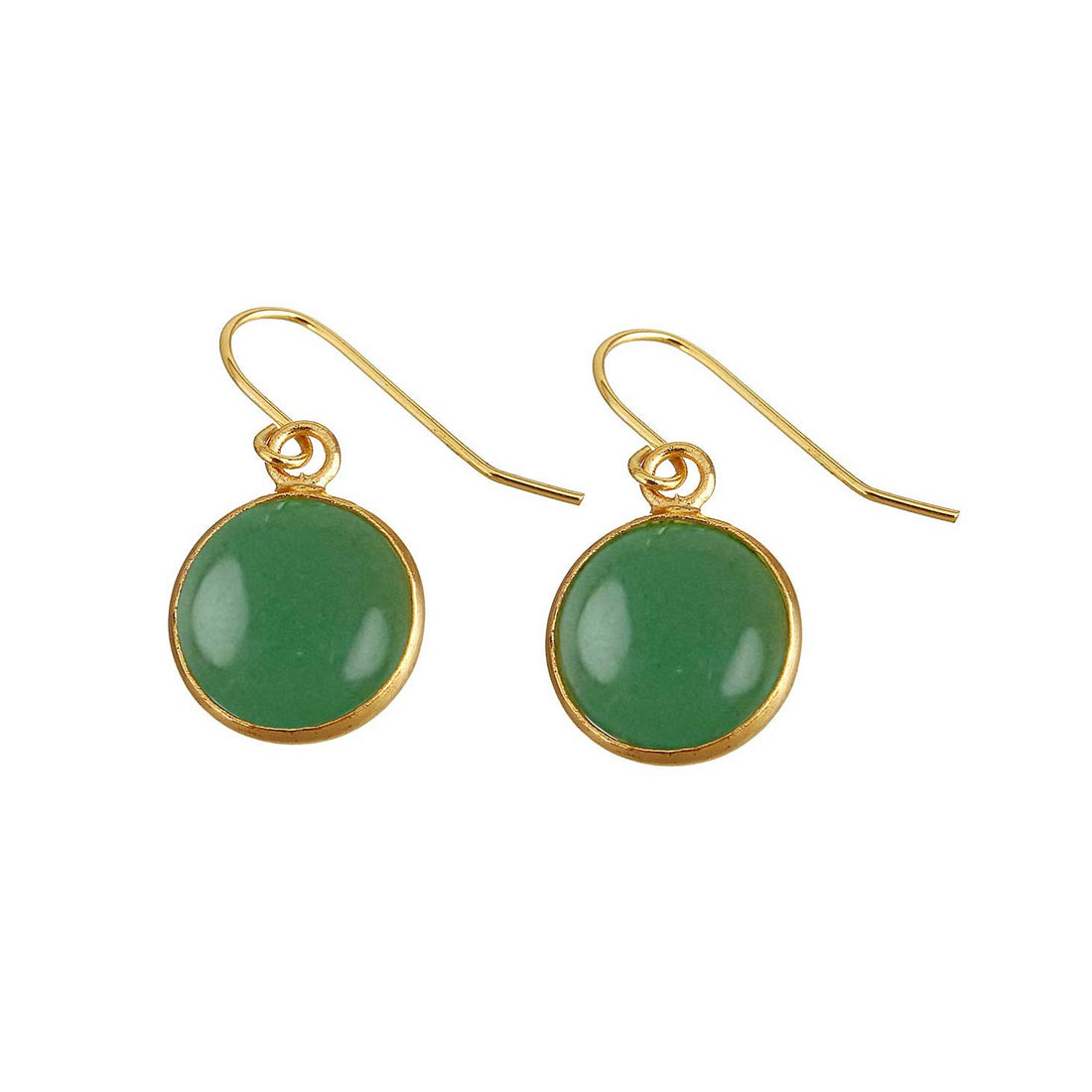 Groene edelstenen oorbellen met aventurien en goud edelstaal | Green Aventurine Gold Round
