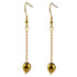 Lange edelstenen oorbellen met goud hematiet en goud edelstaal | Long Dangling Gold Hematite