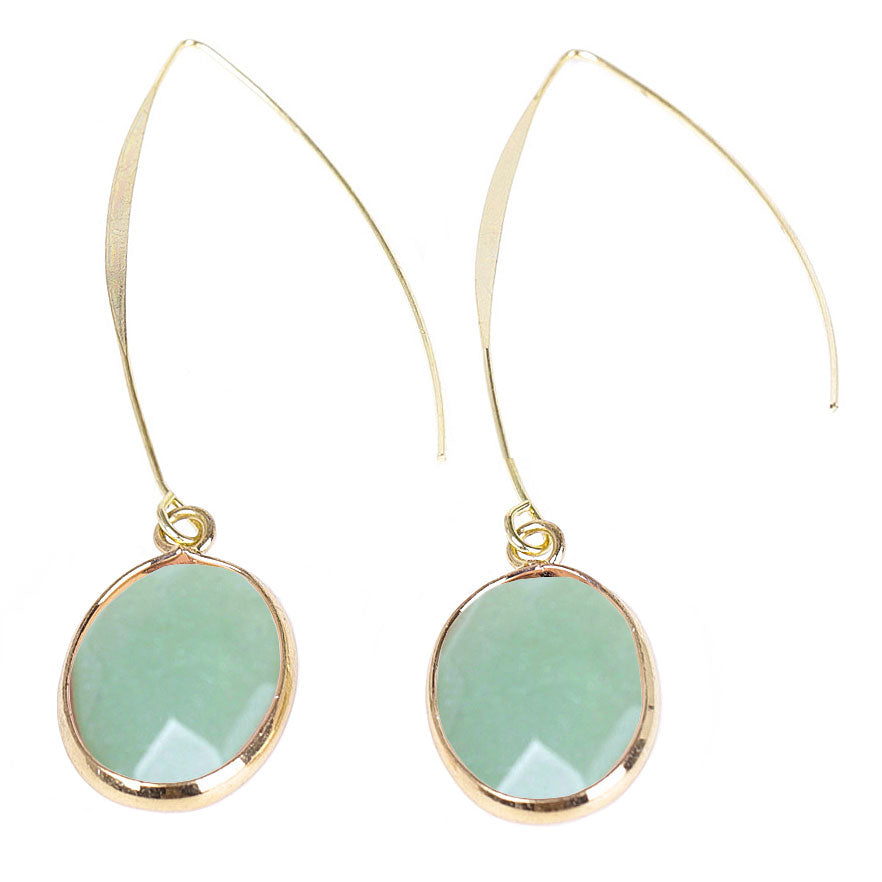 Lange edelstenen oorbellen met groene Aventurine en goud | Long Green Aventurine Gold