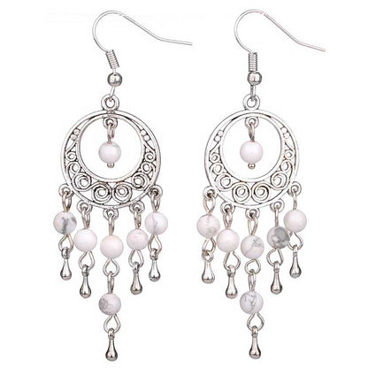 Witte edelstenen oorbellen met sterling zilver (925) en howliet | Oriental Howlite