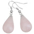 Roze edelstenen oorbellen met rozenkwarts in druppel vorm en sterling zilver | Rosé Quartz Big Drop