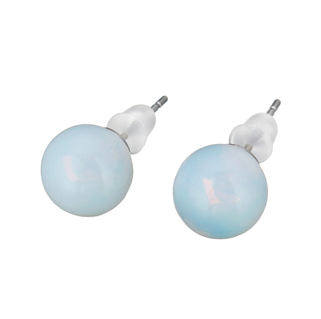 Licht blauwe oorknopjes met opaal | Sea Opal Ball