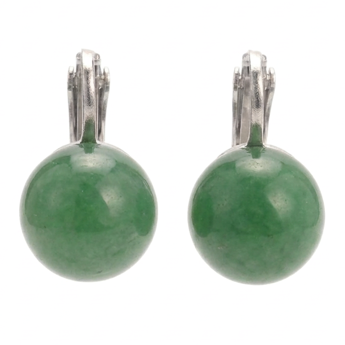 Groene edelstenen clip oorbellen met aventurien vooraanzicht | Green Aventurine Clips