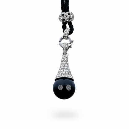 Detail van zwarte edelstenen ketting met stras stenen en zwarte agaat | Bling Black Agate Bling