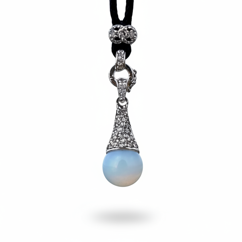 Blauwe edelstenen ketting met stras stenen en zee opaal | Sea Opal Bling