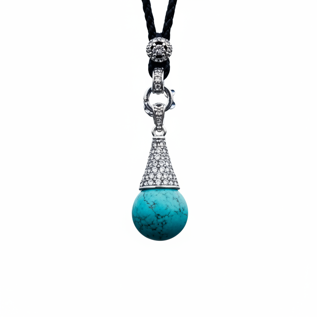 Turkoois edelstenen ketting met stras stenen en turkoois | Turquoise Bling