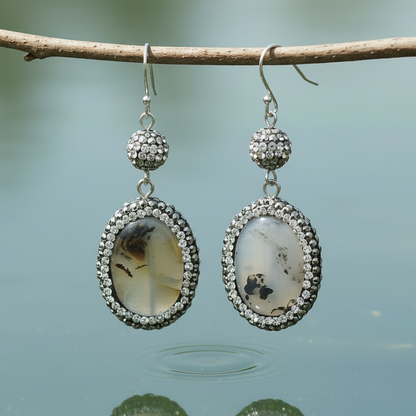 Edelstenen oorbellen Bright Nature Agate Oval close-up