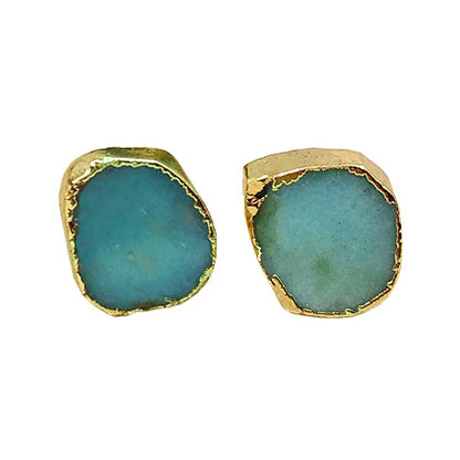 Edelstenen oorknopjes met chrysopraas vooraanzicht | Chrysopraas Gold Stud