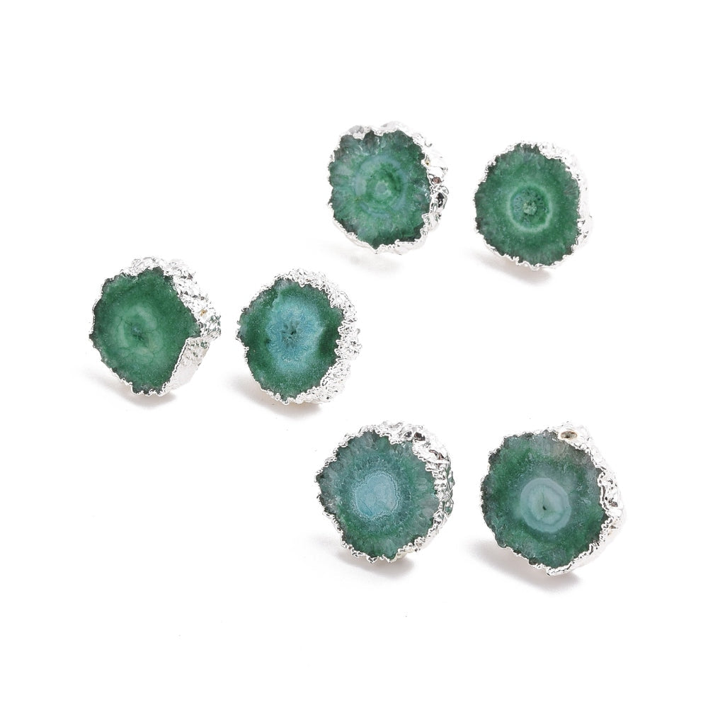 Groene edelstenen oorbellen met kwarts  en zilver edelstaal meerdere bij elkaar | Iris groen