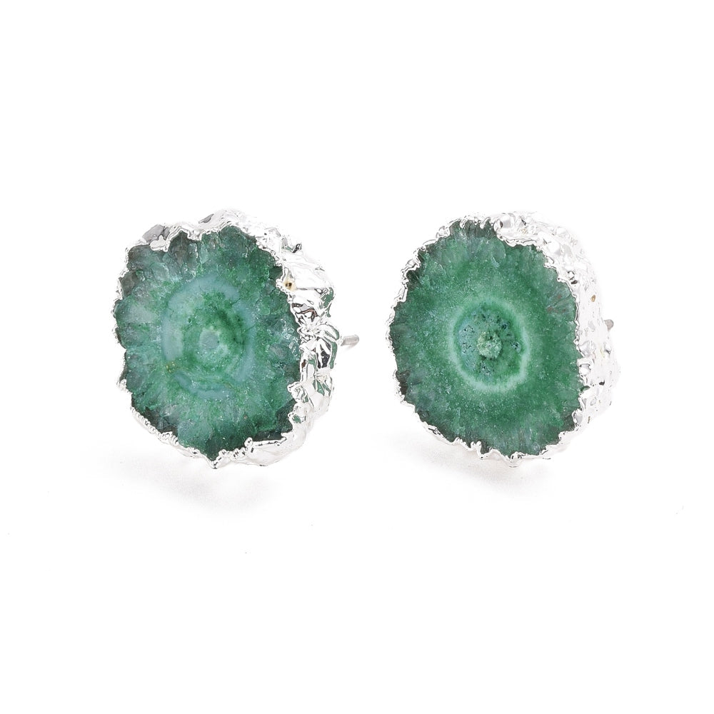 Groene edelstenen oorbellen met kwarts  en zilver edelstaal | Iris groen
