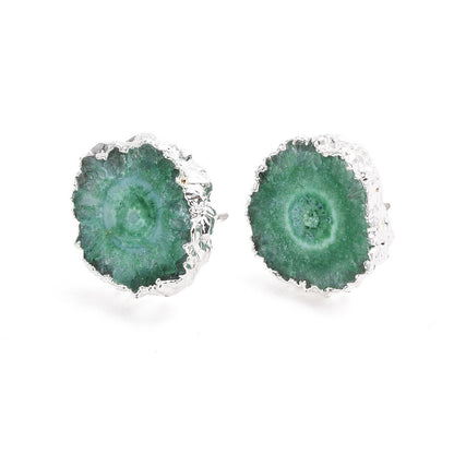 Groene edelstenen oorbellen met kwarts  en zilver edelstaal | Iris groen