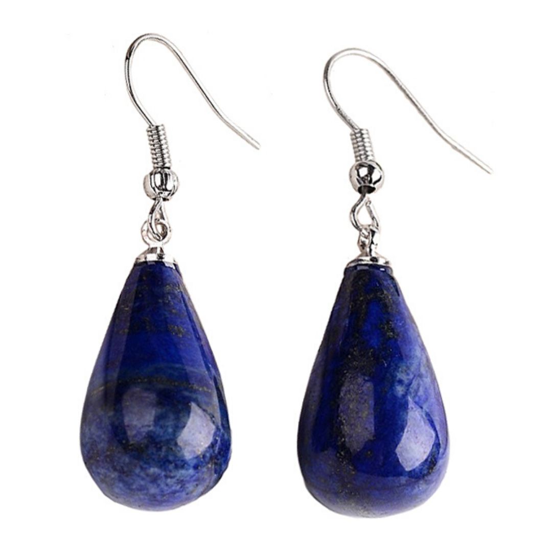 Blauwe edelstenen oorbellen met lapis lazuli en sterling zilver (925) | Lapis Lazuli Big Drop